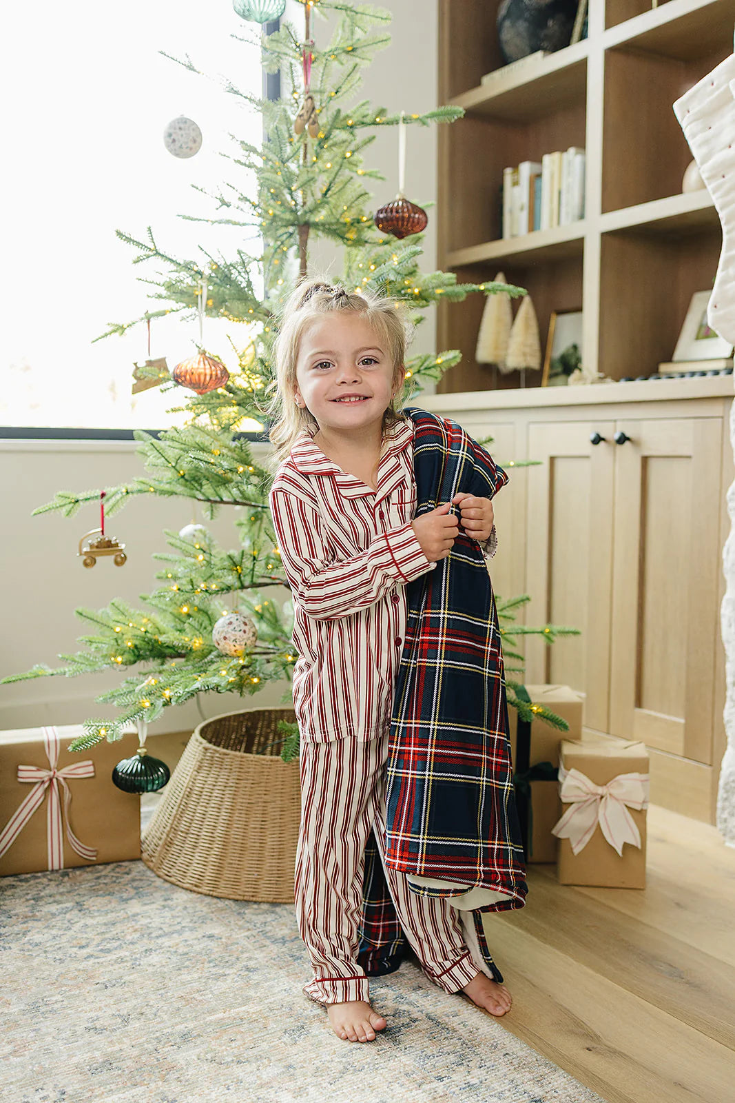 Collared Pajama Set | Red Stripes