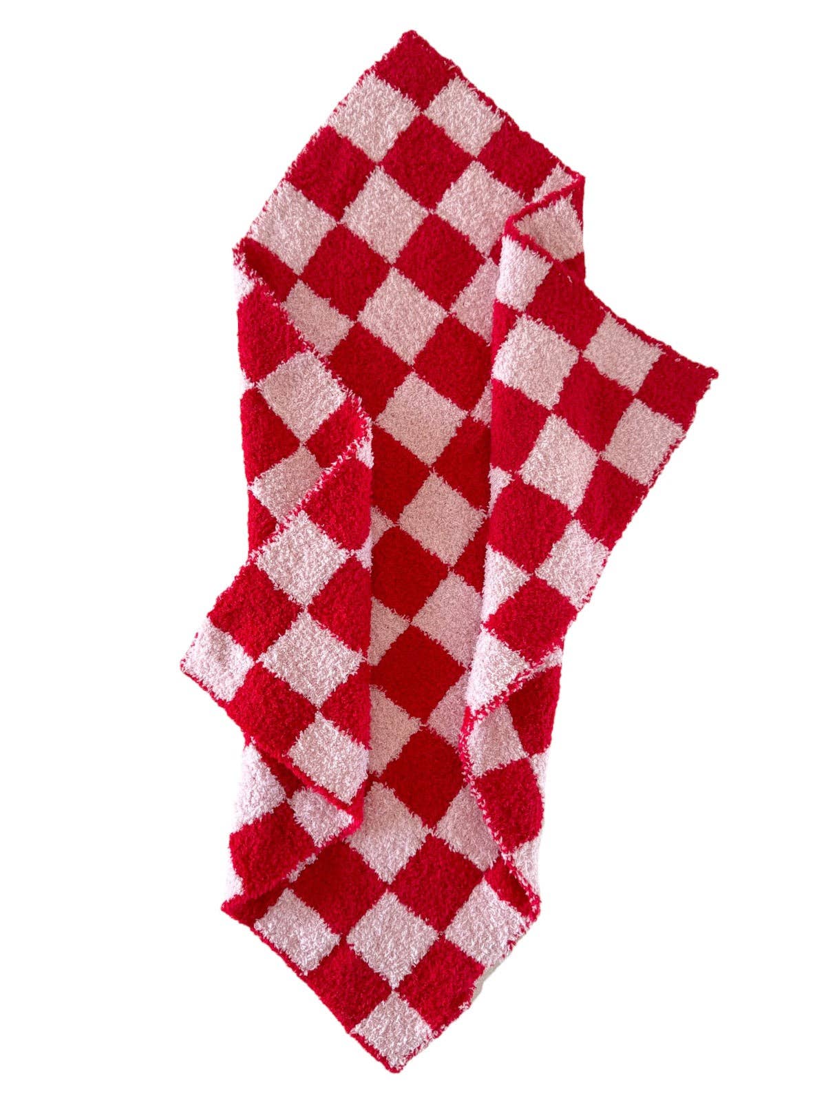 Phufy® Bliss Checkerboard Mini Blanket | Red/Strawberry Pink