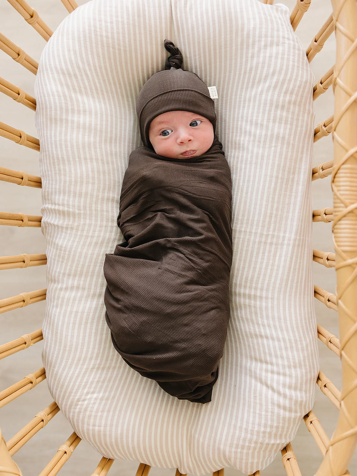 Brown Ribbed Bamboo Stretch Swaddle