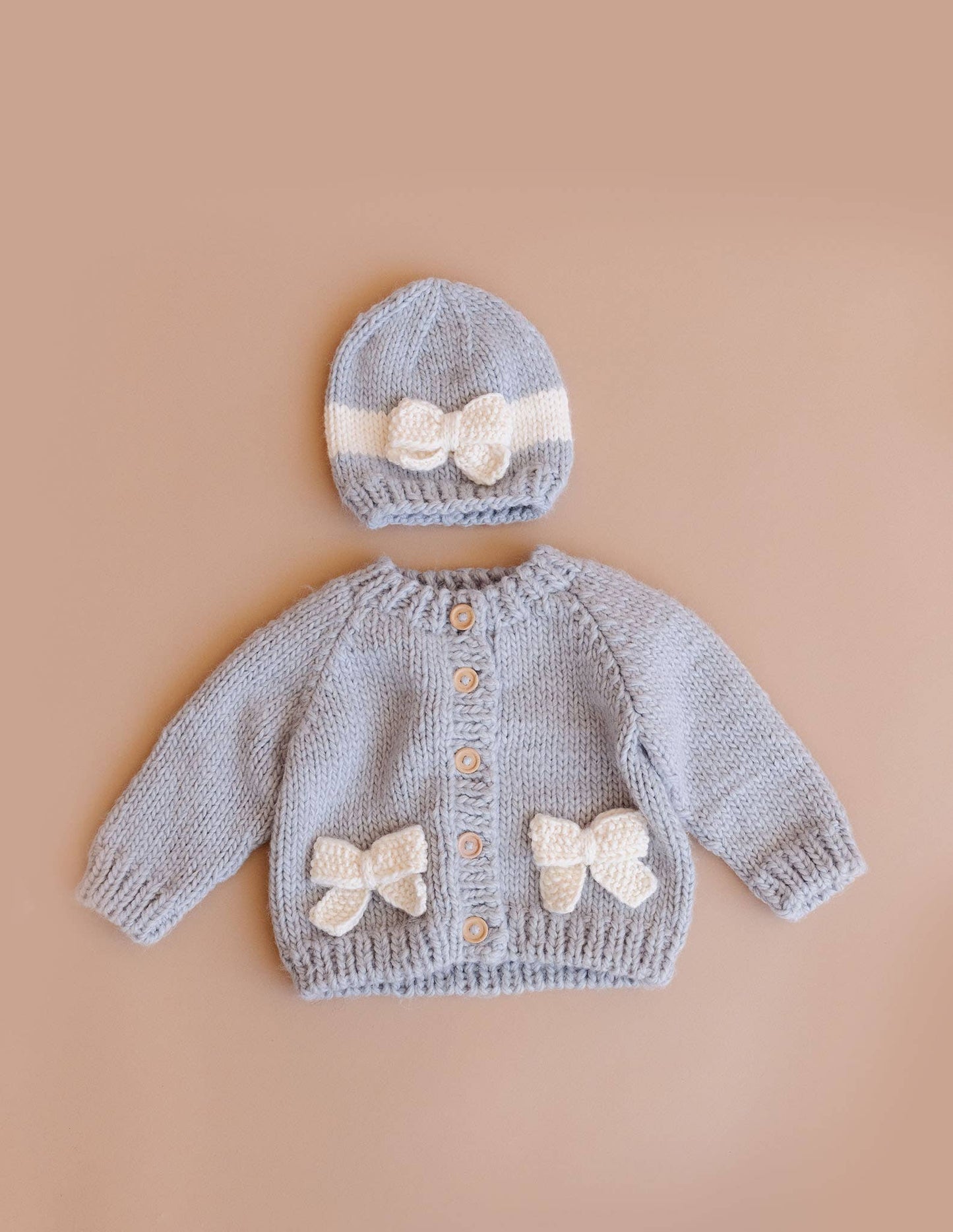 Knit Cardigan with Bows | Blue Ice
