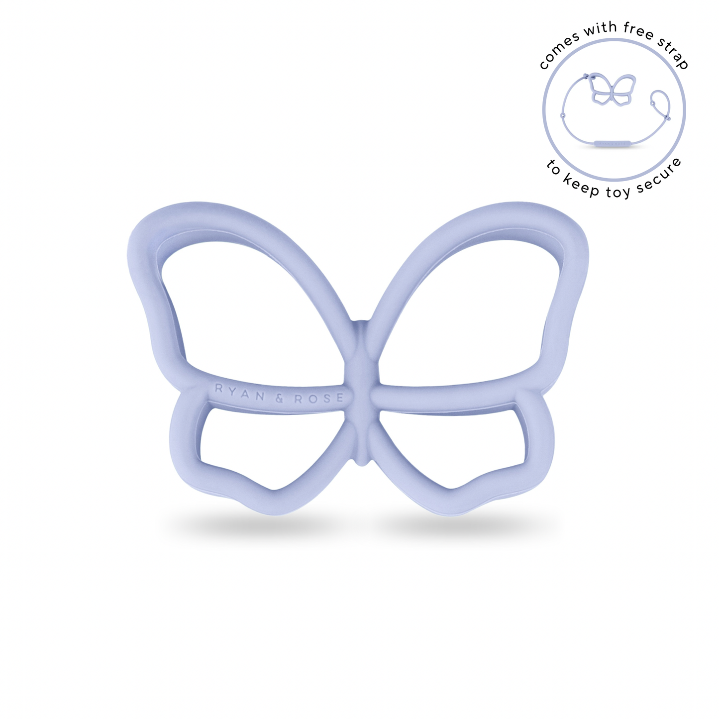 Teether Toy + Strap | Butterfly in Bluebell