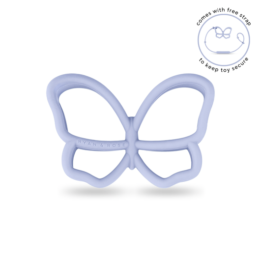 Teether Toy + Strap | Butterfly in Bluebell