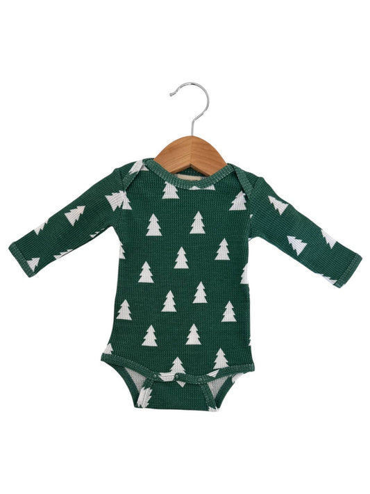 Organic Waffle Long Sleeve Bodysuit | Spruce Trees