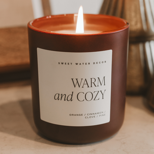 Warm and Cozy Soy Candle, Brown Matte Jar | 15 oz