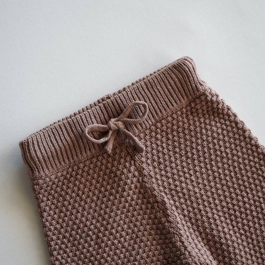 Organic Knit Wideleg Textured Pant | Brownie