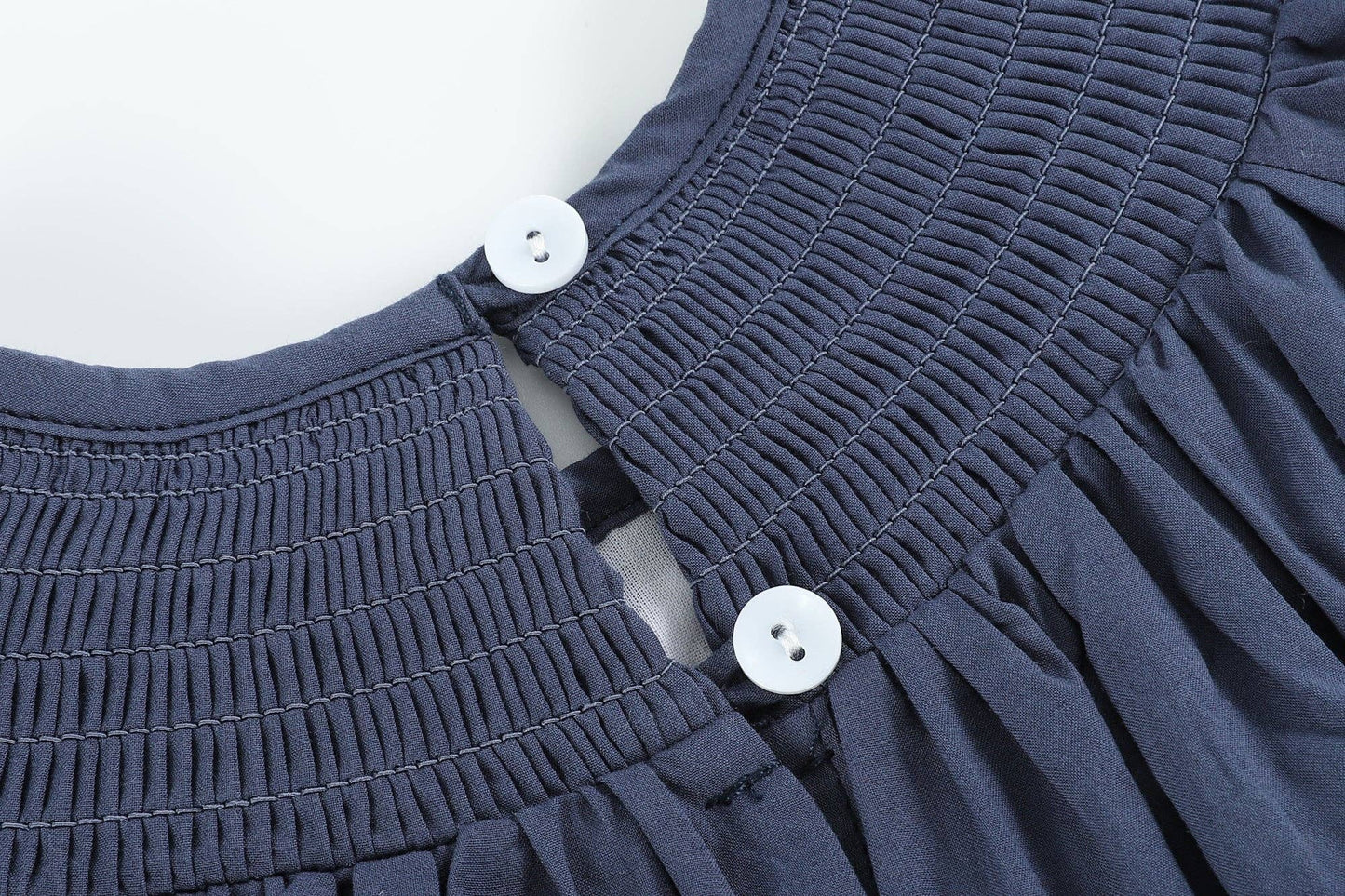 Nativity Long Sleeve Smocked Bishop Dress | Navy Blue