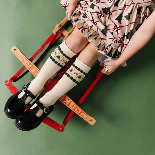 Vanilla Fair Isle Knee High Socks