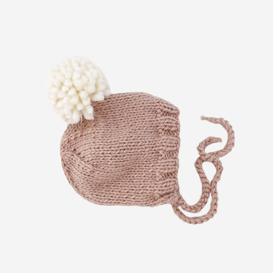 Ari Hand Knit Beanie Bonnet | Blush