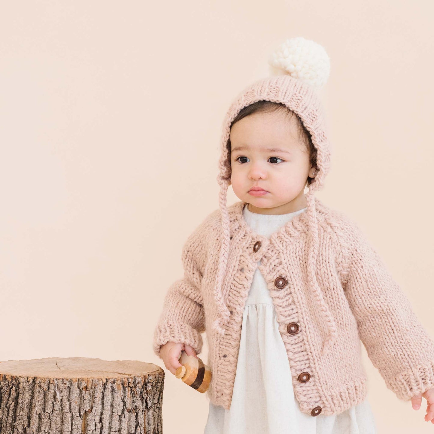 Ari Hand Knit Beanie Bonnet | Blush