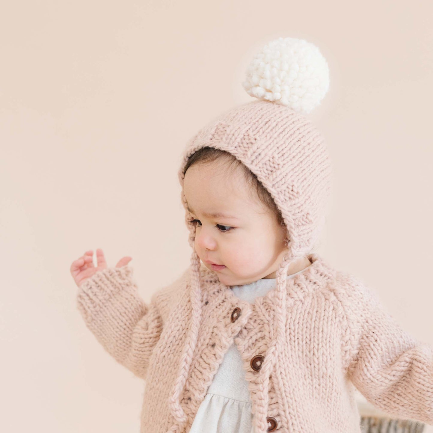 Ari Hand Knit Beanie Bonnet | Blush