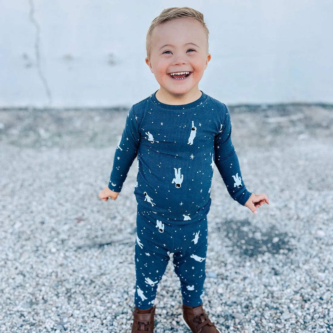 Ribbed Two-Piece Bamboo Pajama Set | Astronauts