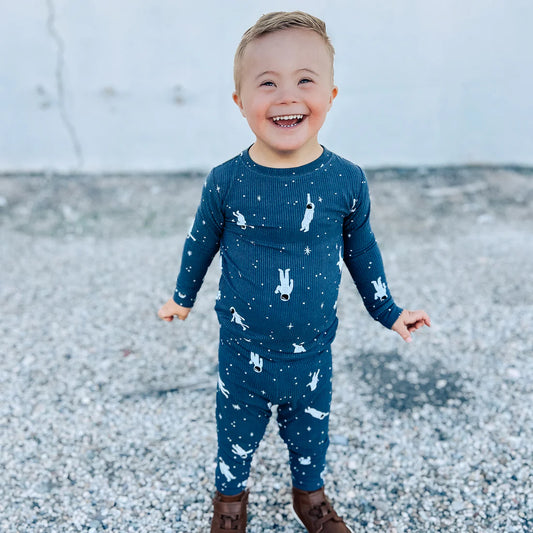 Ribbed Two-Piece Bamboo Pajama Set | Astronauts
