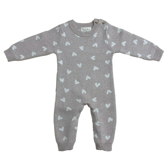 Heart Jumpsuit in Heather Beige