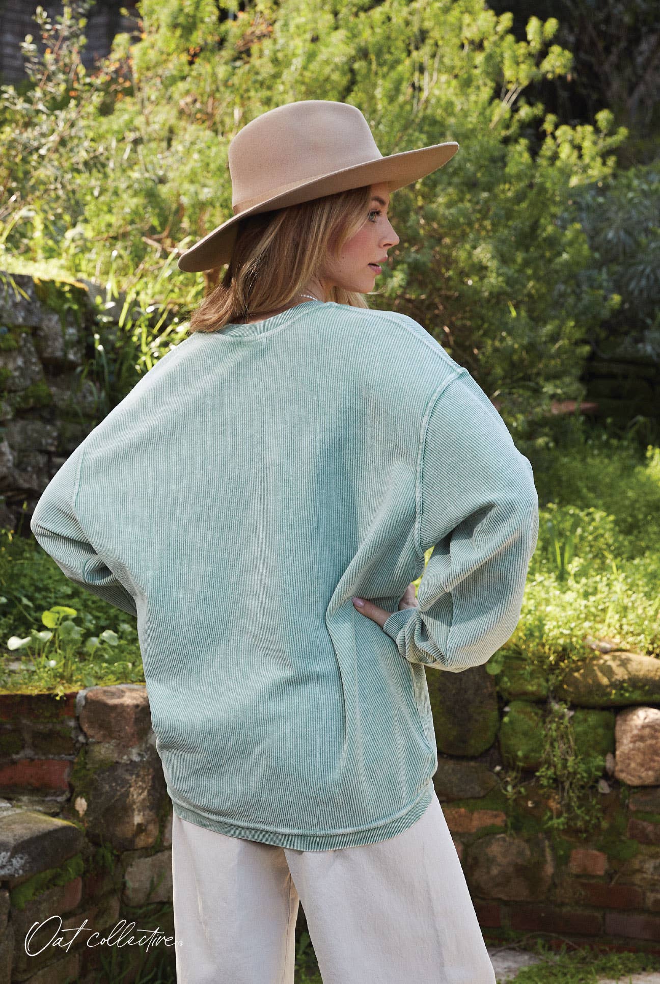 USA Flag Thermal Vintage Pullover | Light Sky Blue