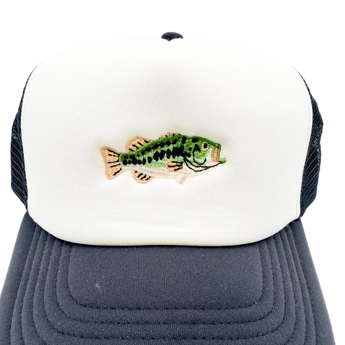Bass Fish Trucker Hat | Black/White