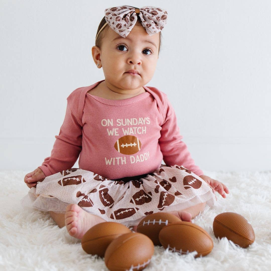 Football Love Tulle Bow Baby Headband - Game Day Baby