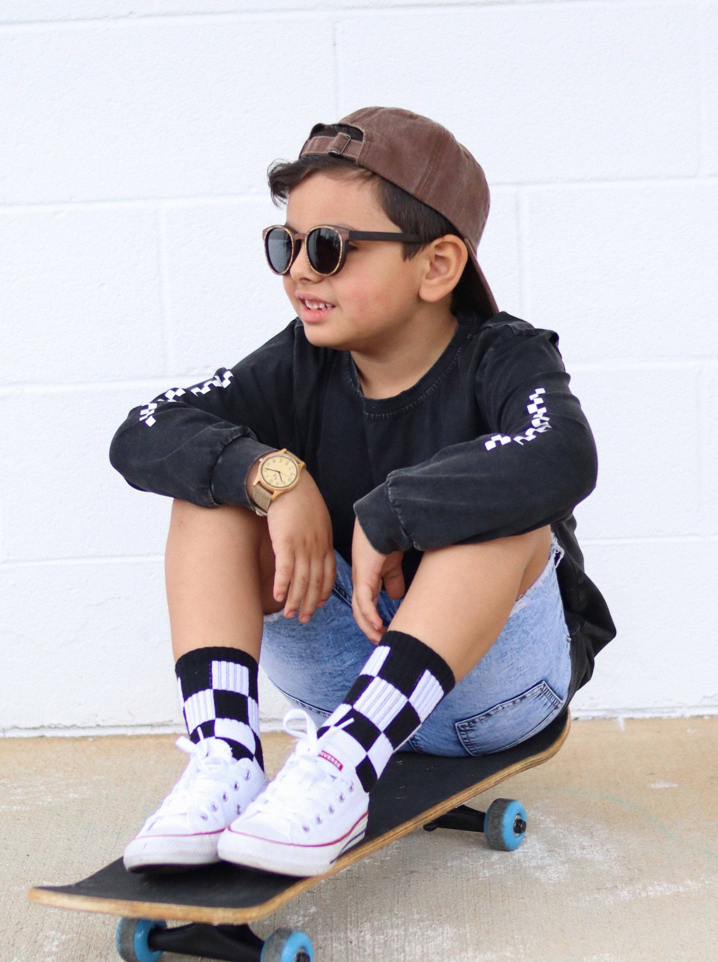 Black + White Checker Sock