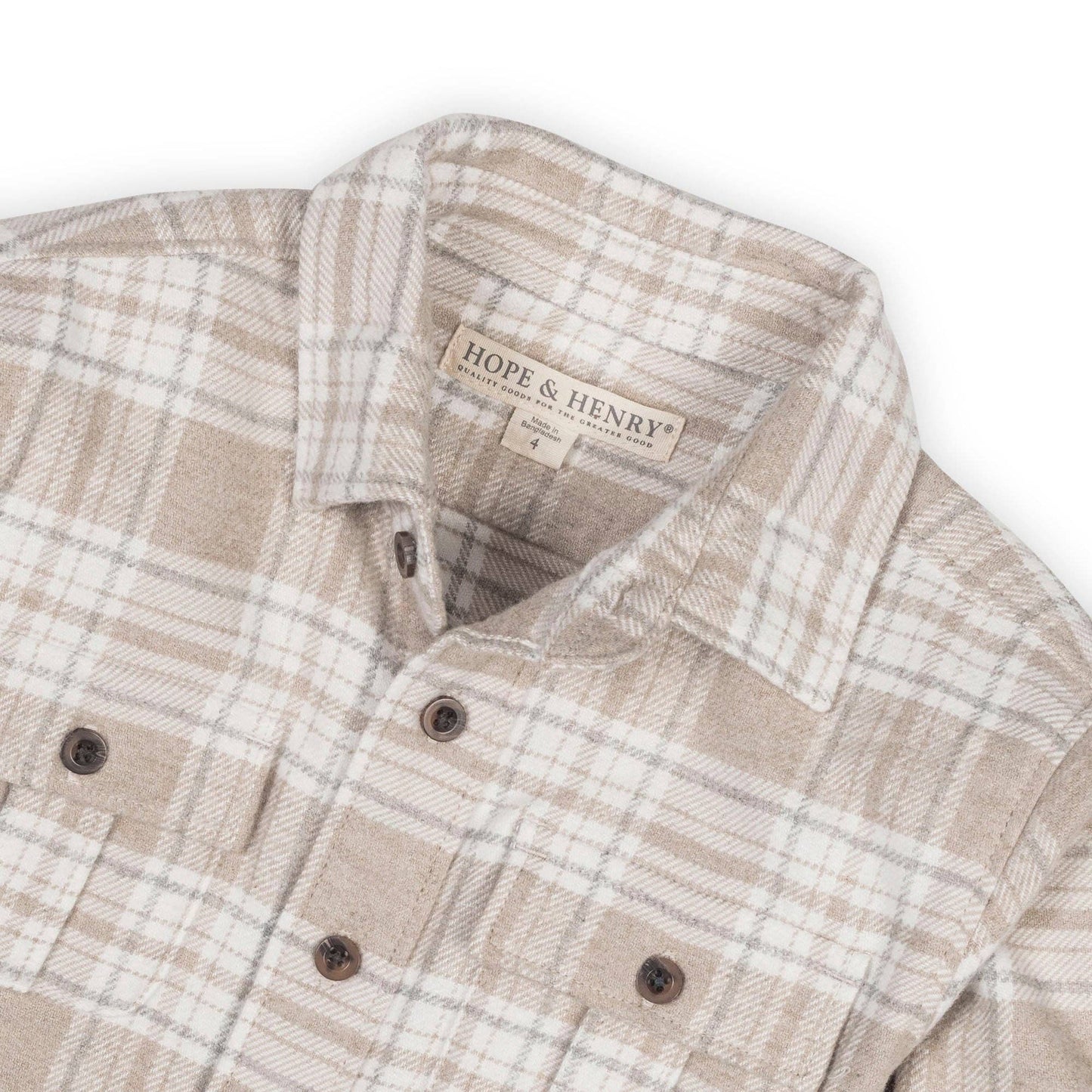 Organic Flannel Double Pocket Shirt | Taupe Heirloom Plaid