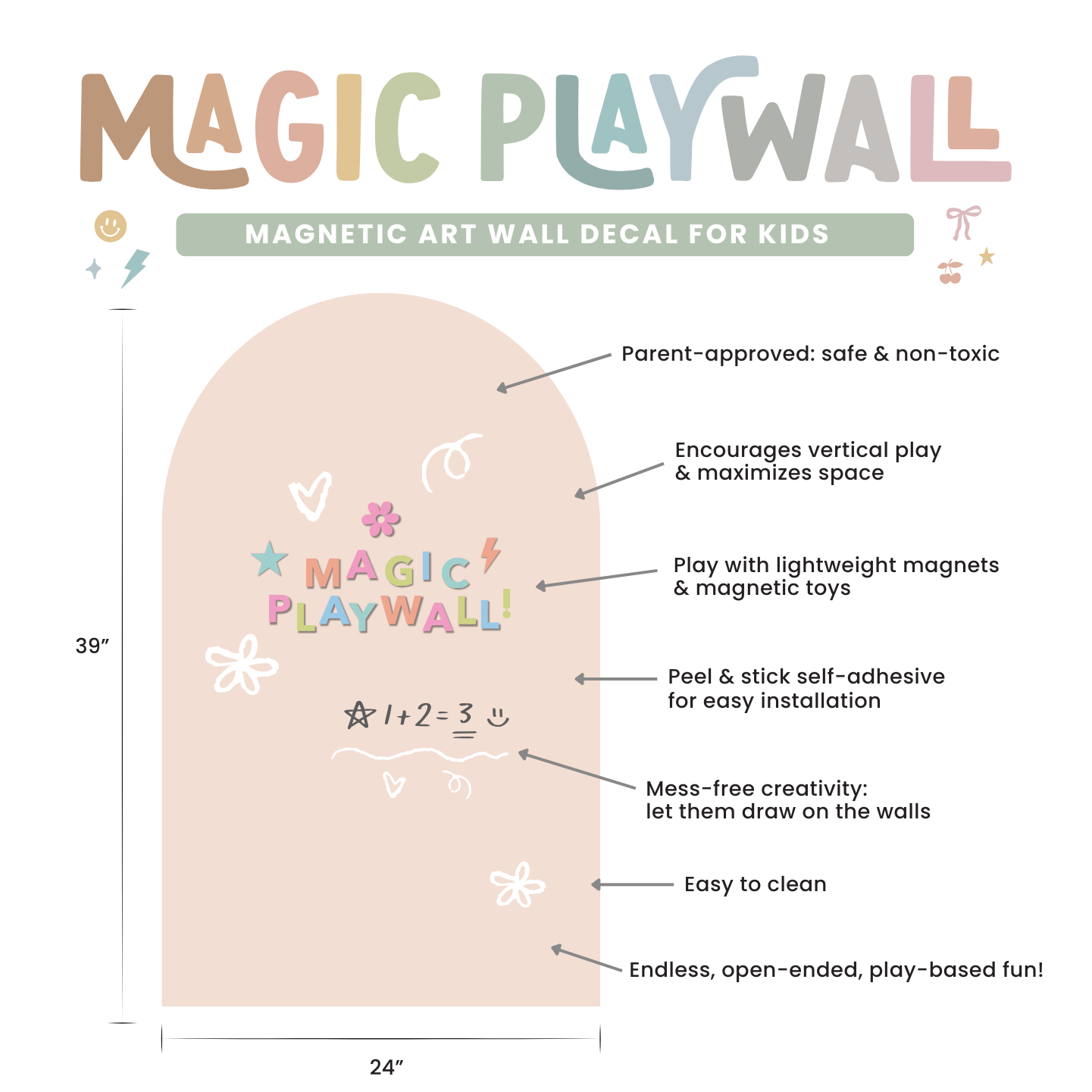 Magic Playwall - Arch Magnetic Wall Decal for Kids | Caramel