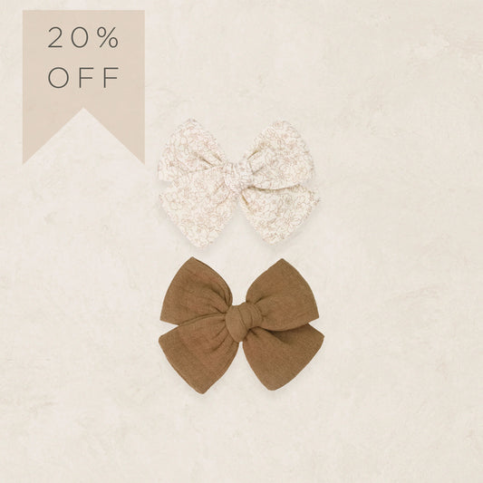 Tan Bloom & Cinnamon Bow 2 Pack | Clips