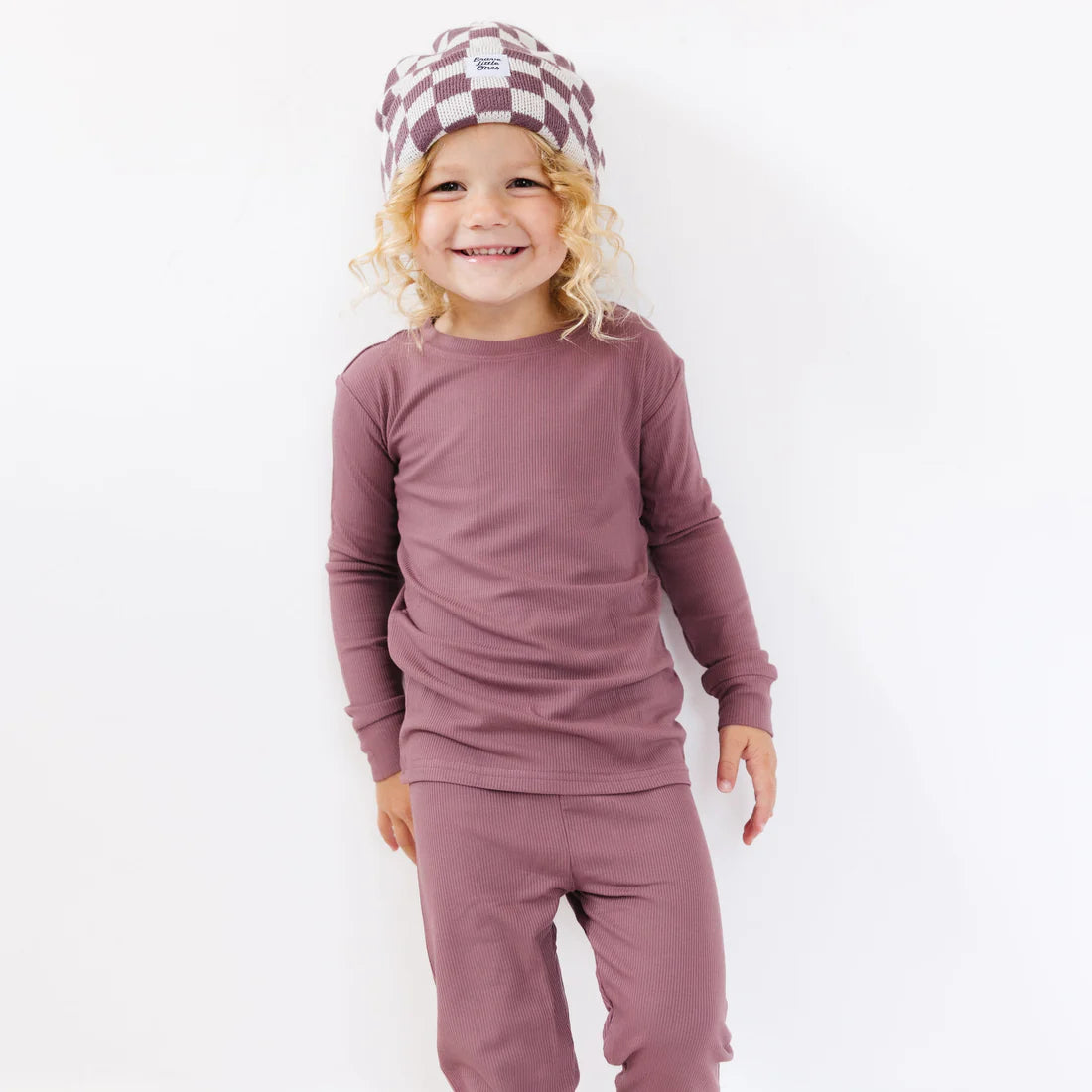 Bamboo Pajama Set | Plum Small Ribbed