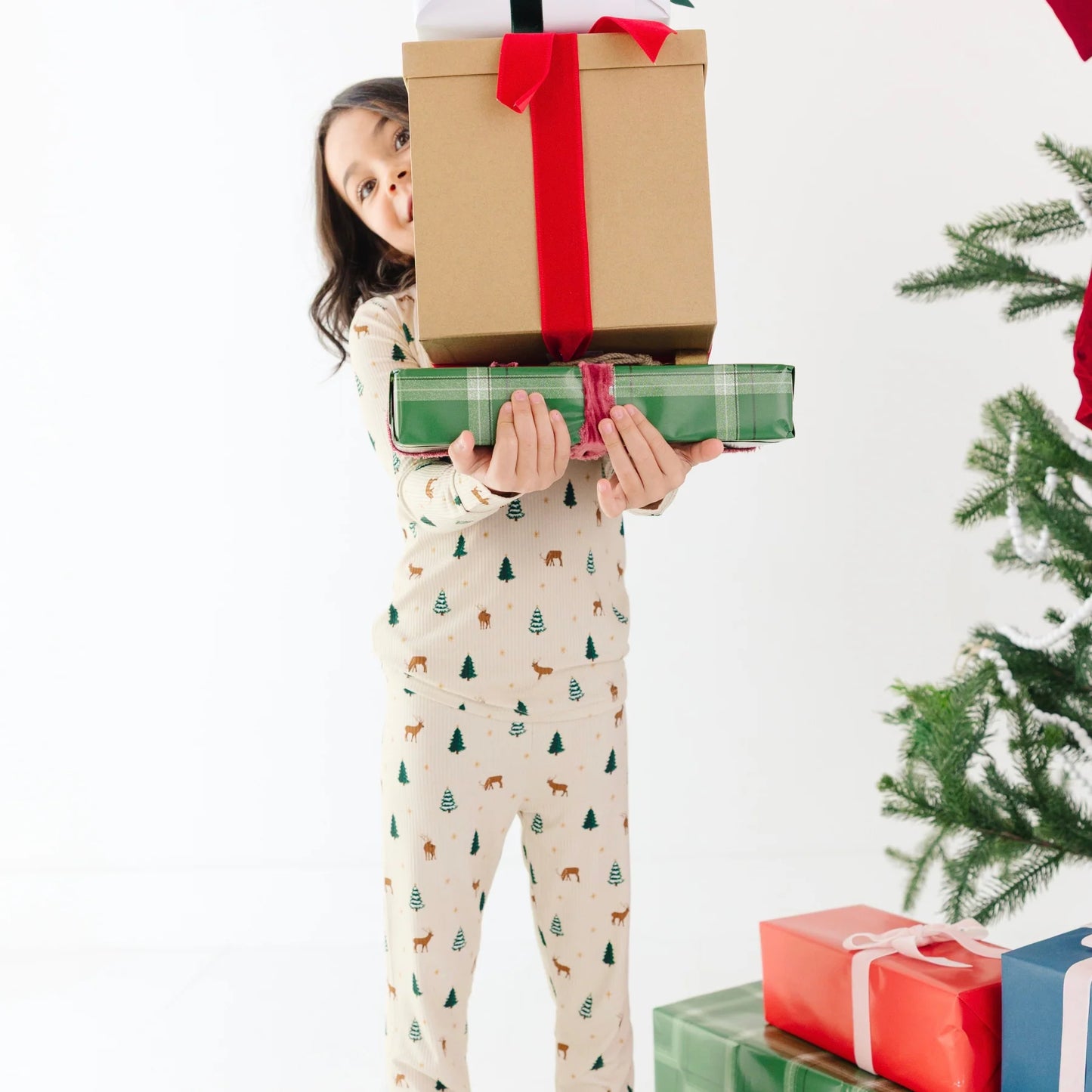 Ribbed Two-Piece Bamboo Pajama Set | Reindeer Forest