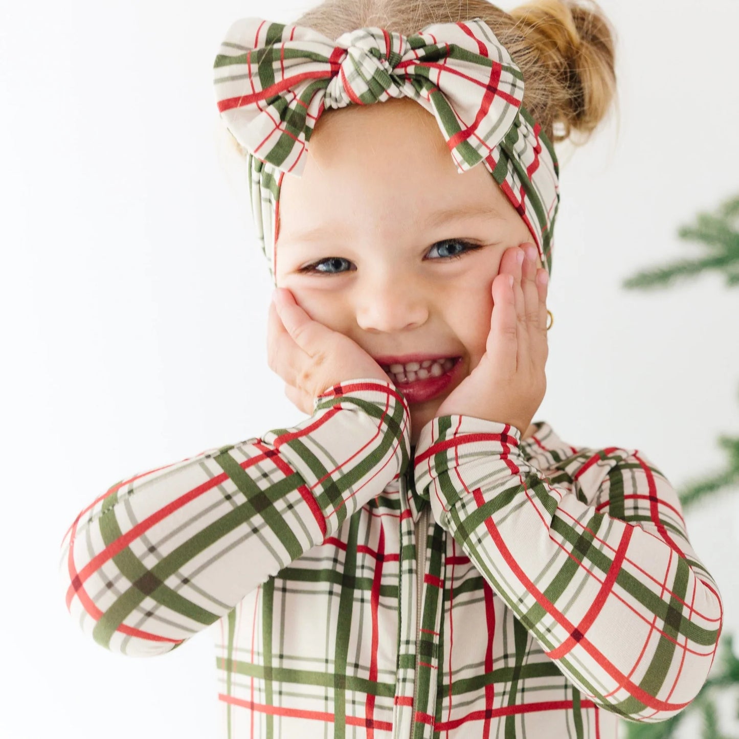 Headband w/ Bow | Double Plaid
