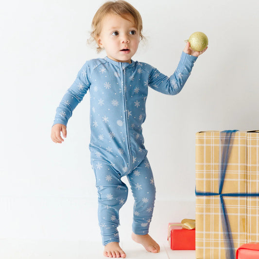 Snowflakes | Small Ribbed Bamboo Pajama Set