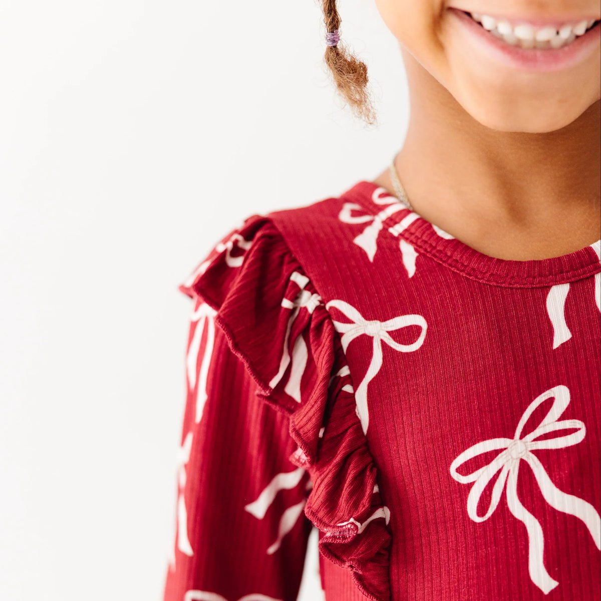 Red Coquette Bows | Ruffle Long Sleeve Dress