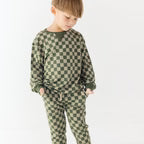 Bamboo French Terry Pullover | Checkered