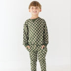Bamboo French Terry Pullover | Checkered