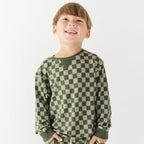 Bamboo French Terry Pullover | Checkered