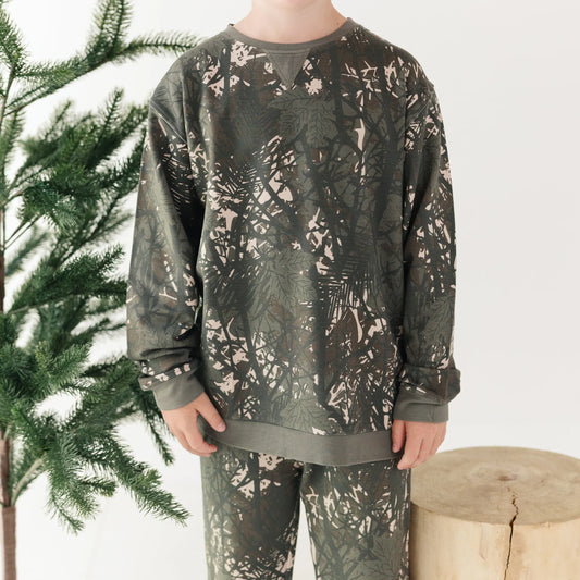 Bamboo French Terry Pullover | Woodland Camo