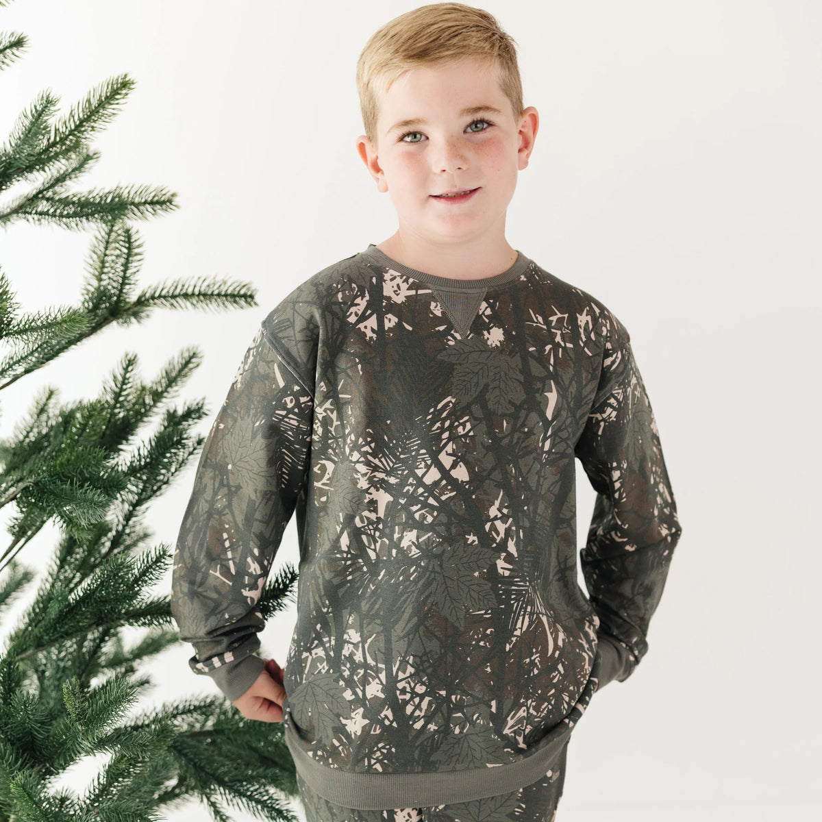 Bamboo French Terry Pullover | Woodland Camo