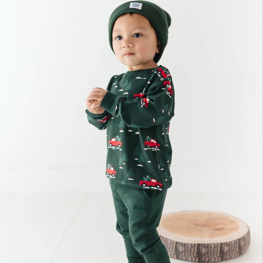 Red Christmas Trucks | Bamboo French Terry Pullover