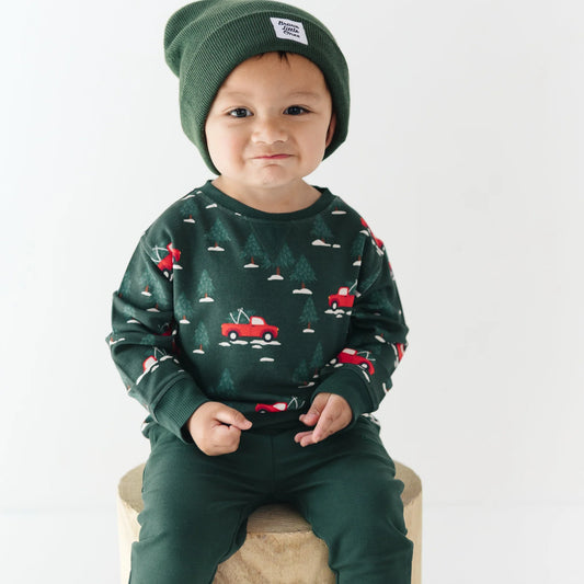 Red Christmas Trucks | Bamboo French Terry Pullover