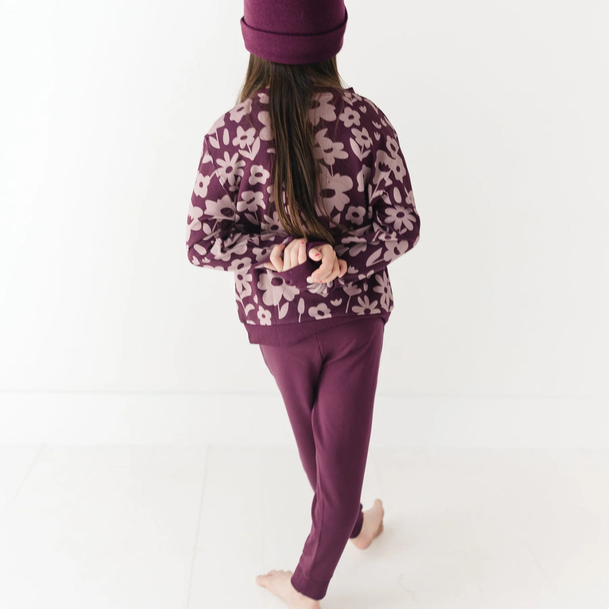 Bamboo French Terry Pullover | Deep Plum Floral