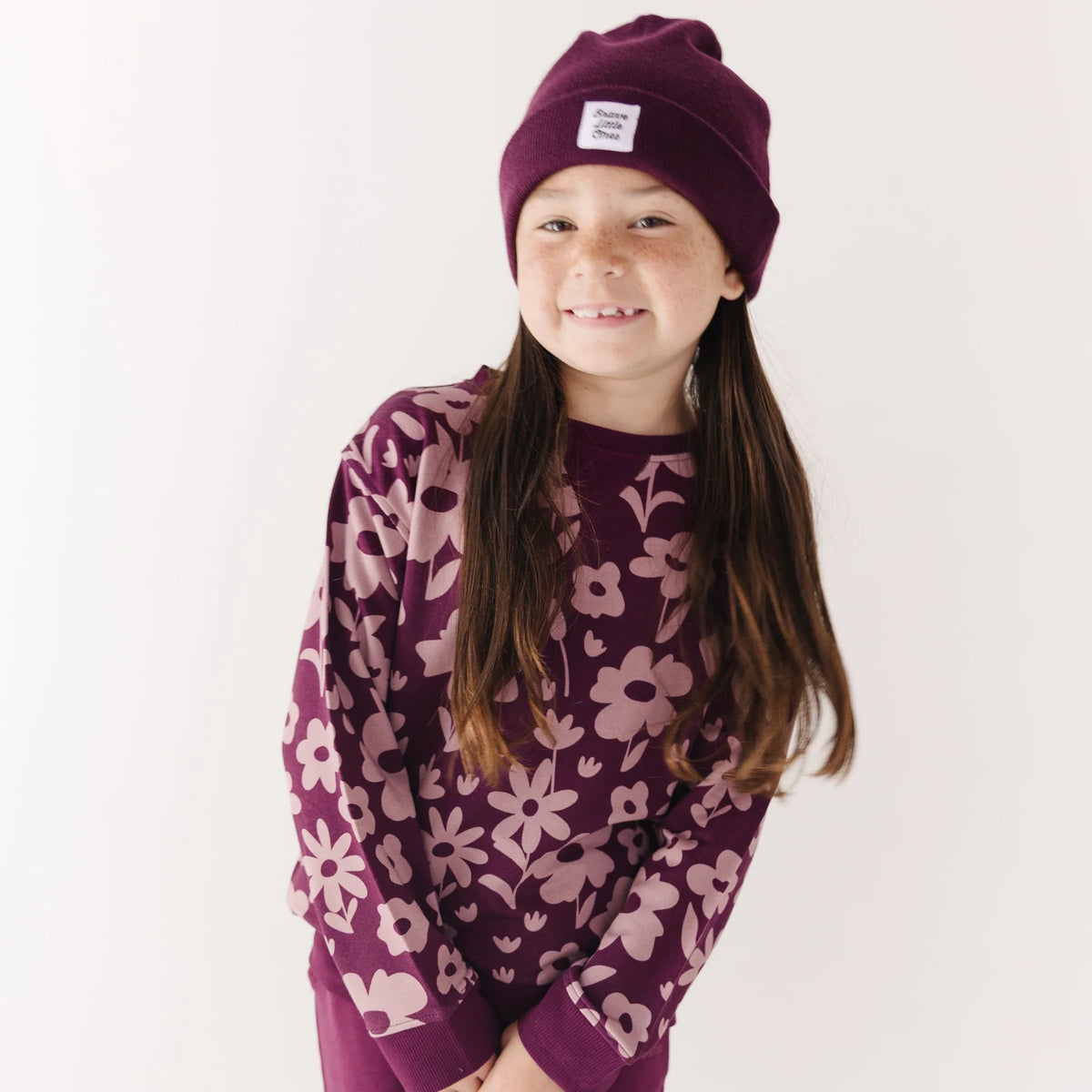 Bamboo French Terry Pullover | Deep Plum Floral