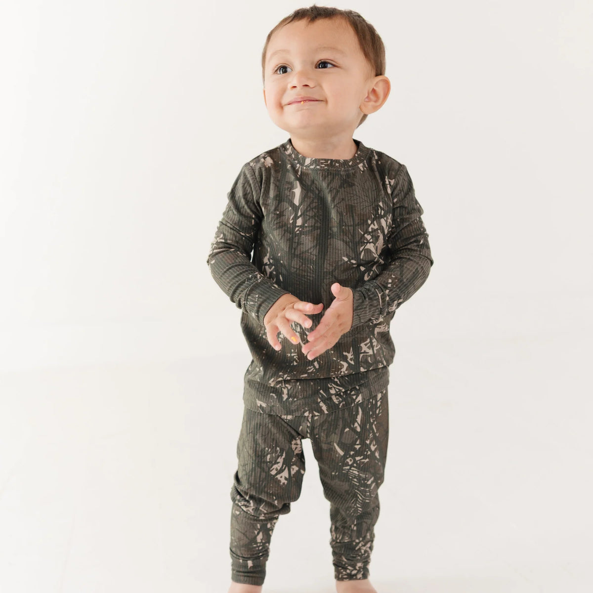 Bamboo Pajama Set | Woodland Camo (Small Ribbed)