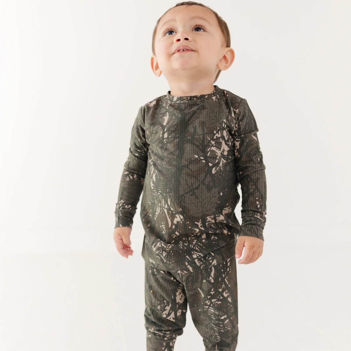 Bamboo Pajama Set | Woodland Camo (Small Ribbed)