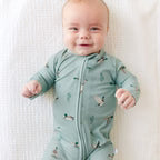 Bamboo Sleeper w/ Fold-Over Feet | Mallards (Small Ribbed)