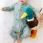 Bamboo Sleeper w/ Fold-Over Feet | Mallards (Small Ribbed)
