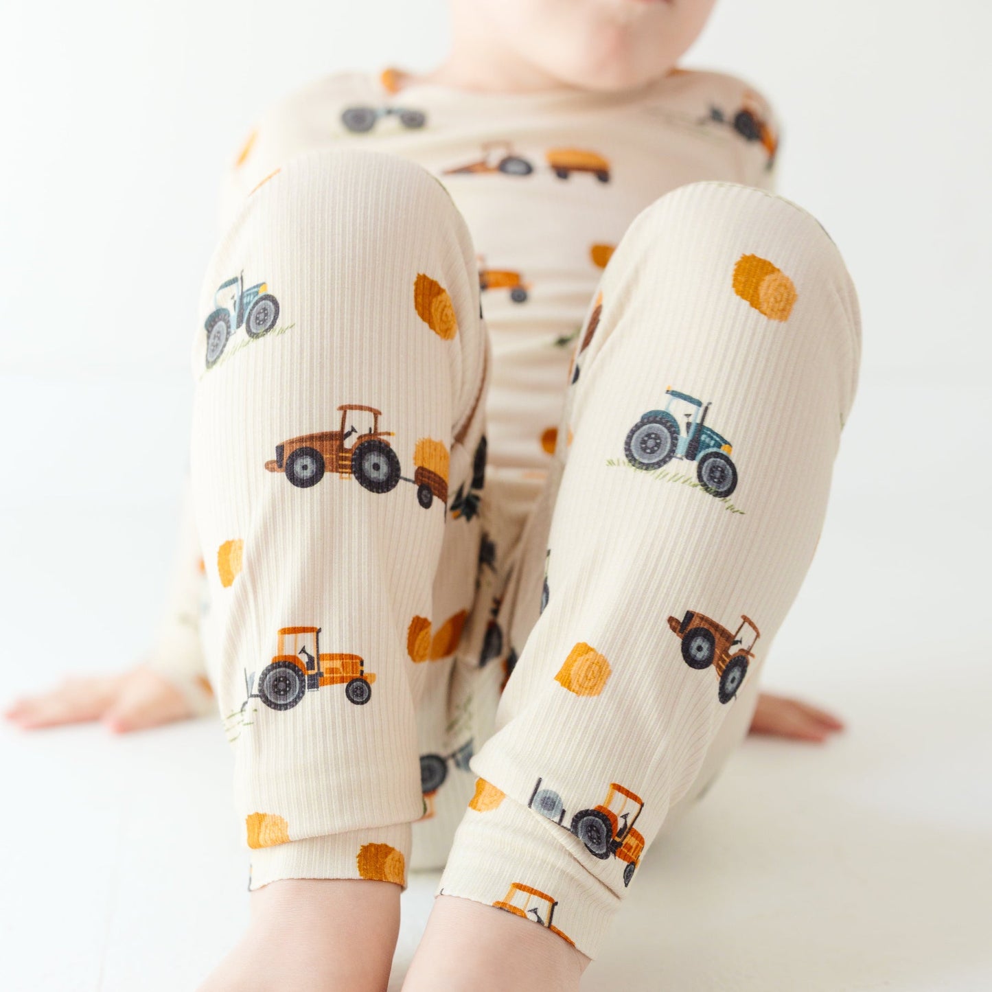 Bamboo Pajama Set | Tractors (Small Ribbed)