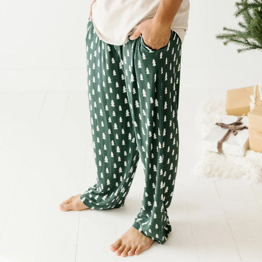 Ribbed Bamboo Straight Leg PJ Pants | Christmas Trees