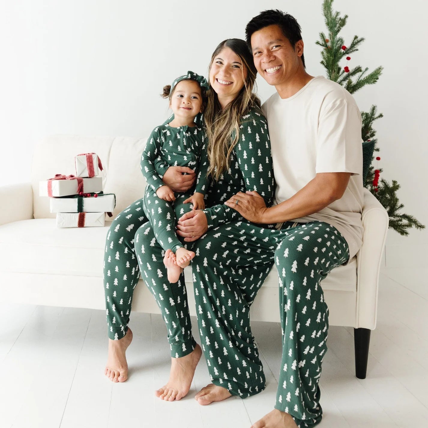 Adult Ribbed Long Sleeve PJ Top | Christmas Tree