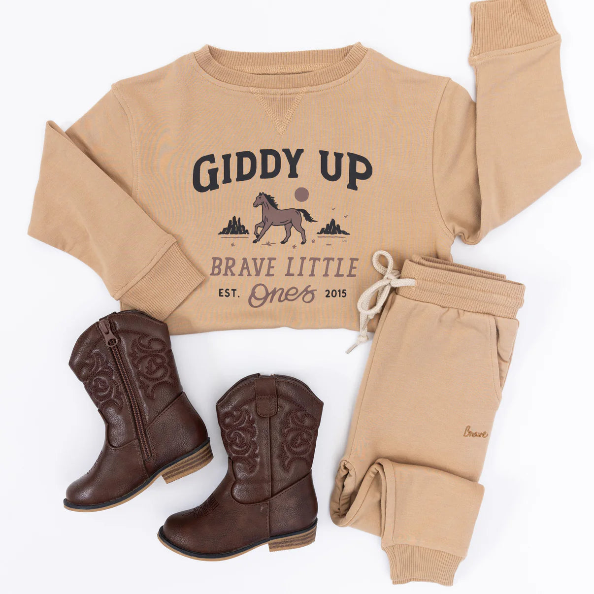 Giddy Up Bamboo French Terry Pullover | Pecan