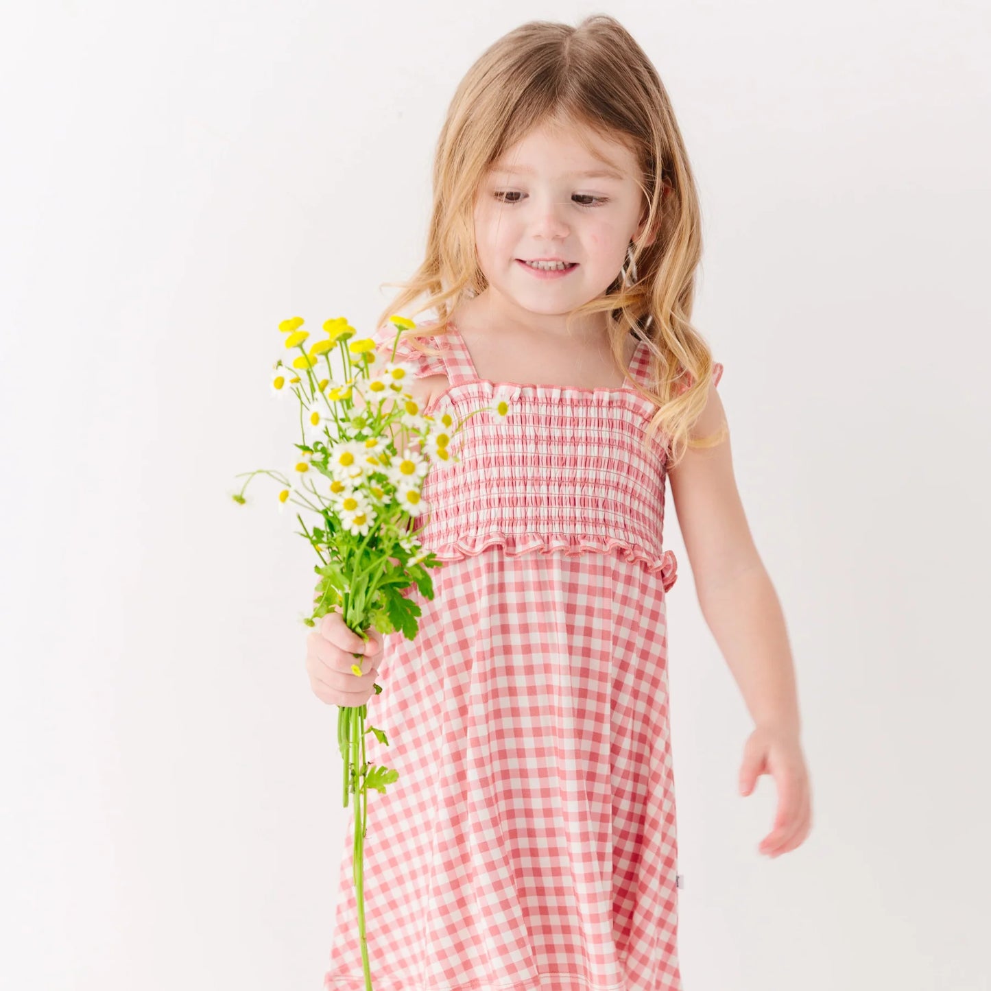 Flutter Sleeve Dress | Mauve Small Gingham