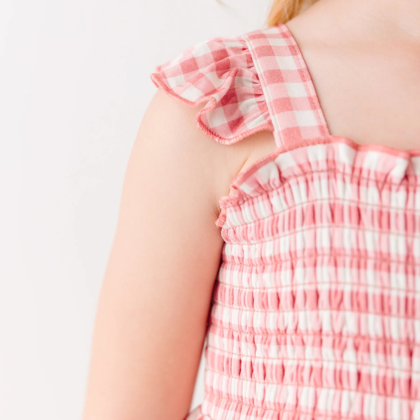 Flutter Sleeve Dress | Mauve Small Gingham