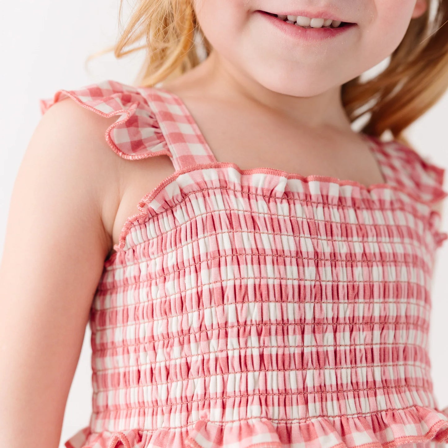 Flutter Sleeve Dress | Mauve Small Gingham