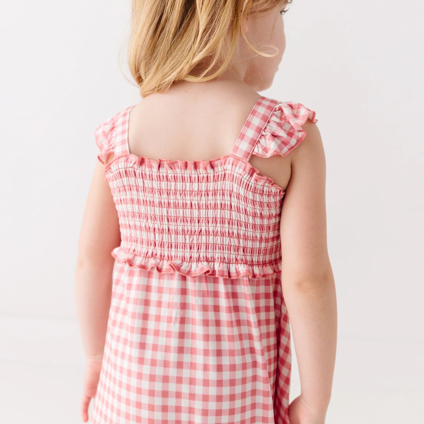 Flutter Sleeve Dress | Mauve Small Gingham